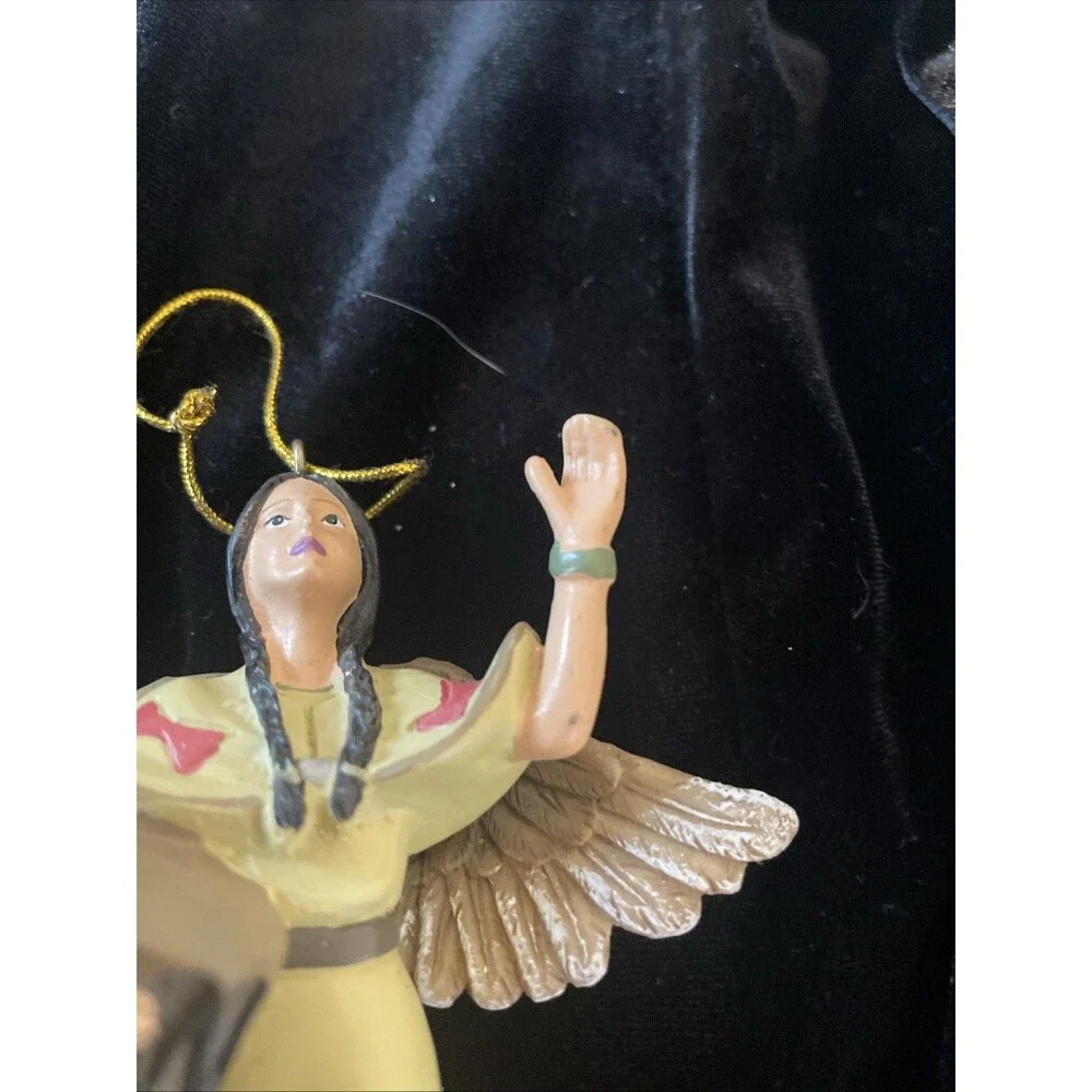 Native American Angel Ornament Pocahontas Sacagawea Christmas Drum Figurine